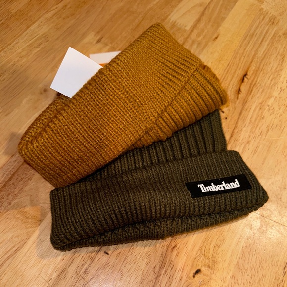 (2) NEW Timberland Beanie Tan/Army Green Knit Hat Caps NWT $68 - Picture 5 of 5